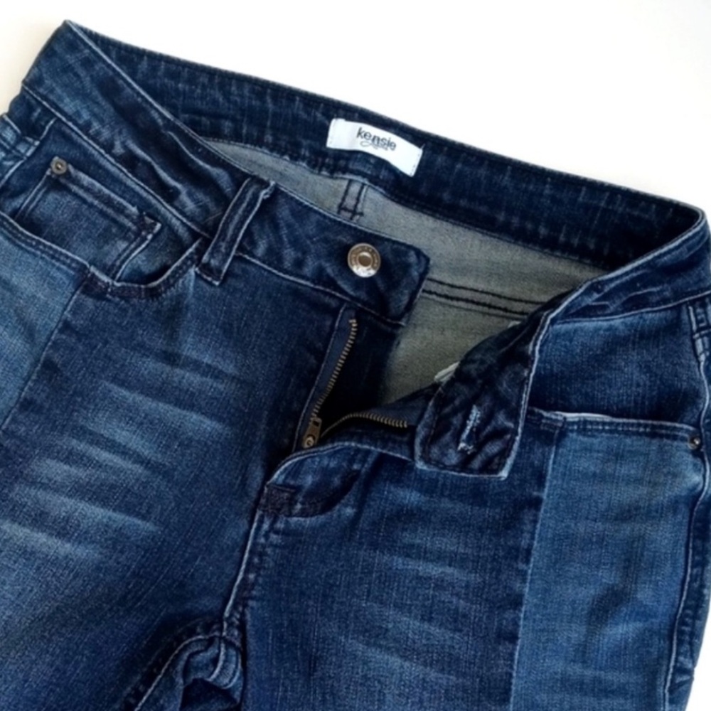 Kensie Women’s Two Tone Denim Blue Panel Straight Leg Mid Rise Jeans 2/ 26 - Picture 6 of 14